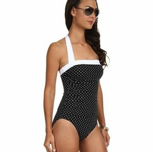 Ralph Lauren Shirred Bandeau Swimsuit - 14